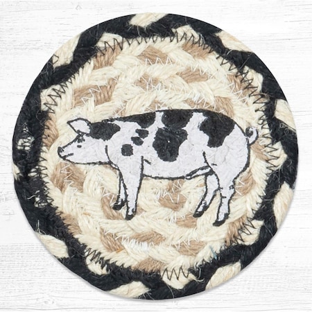 Paisaje 5 x 5 in. Pig Printed Coaster Round Rug, Multi Color PA2846562